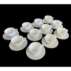 Federal Glass Moonglow Iridescent Cups And Saucers Set Of 11